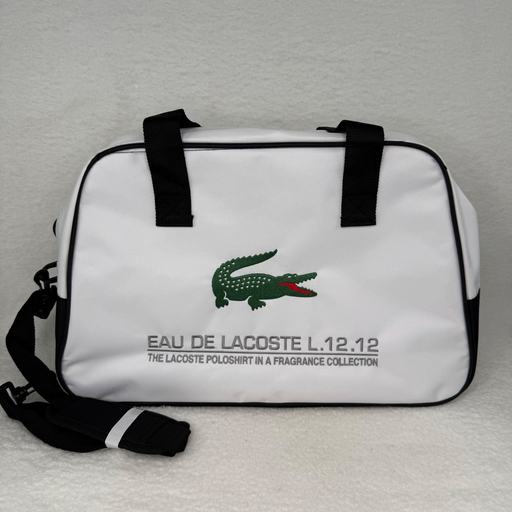 Lacoste Parfums White Black Duffel Bag Eau de Lacoste L.12.12 Fragrance Promo